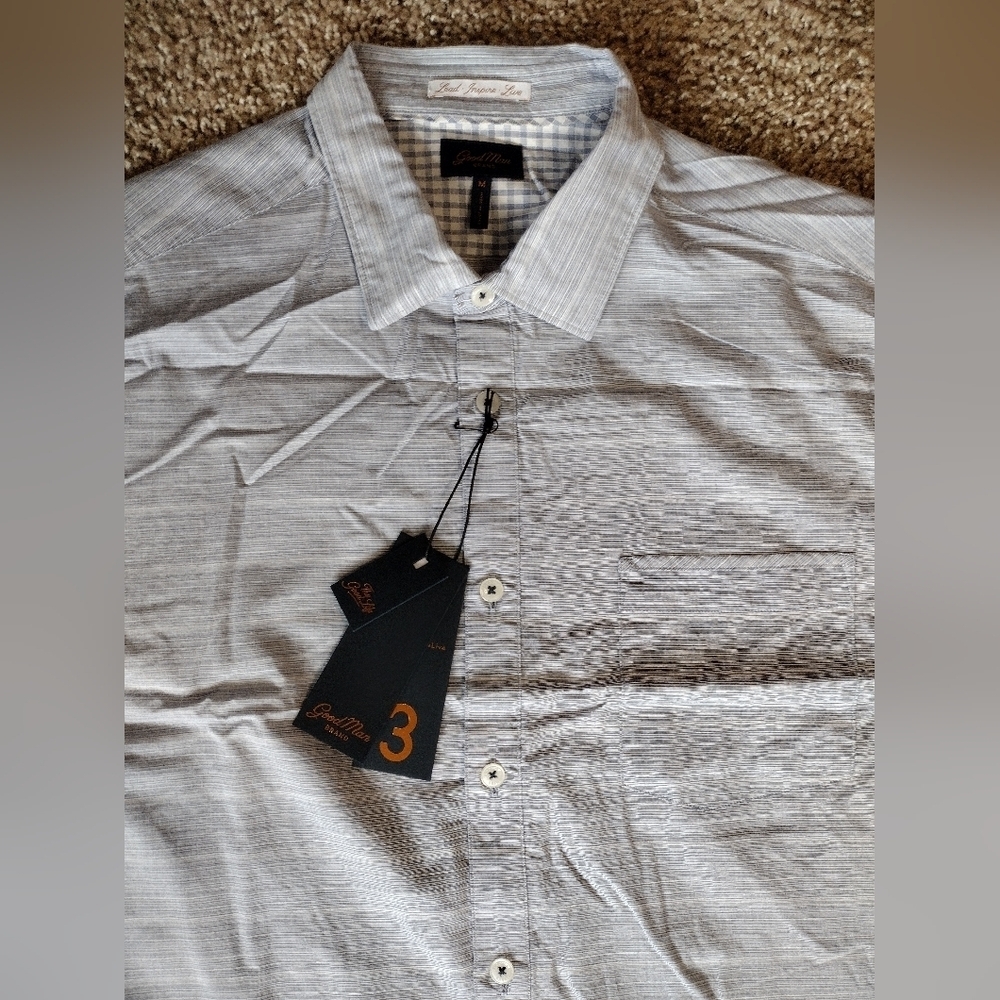 Good Man Brand Gray Short Sleeve Button Down Shirt NWT - Picture 2 of 6